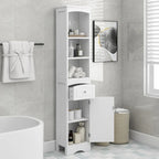 Tall Bathroom Cabinet, Freestanding Storage Cabinet with Drawer, MDF Board, Adjustable Shelf