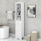 Tall Bathroom Cabinet, Freestanding Storage Cabinet with Drawer, MDF Board, Adjustable Shelf