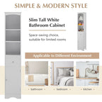 Tall Bathroom Cabinet, Freestanding Storage Cabinet with Drawer, MDF Board, Adjustable Shelf