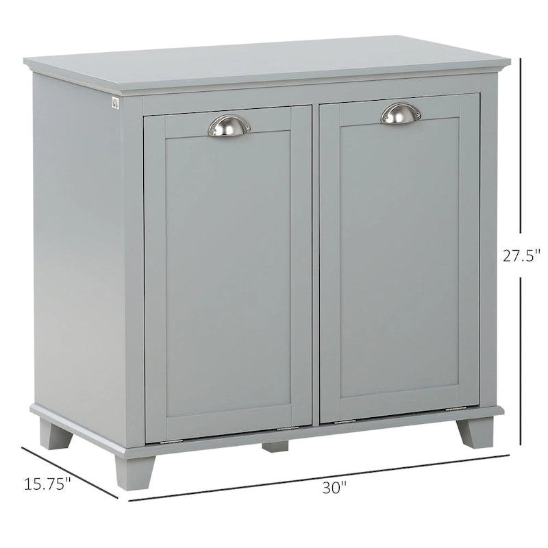 Bathroom Storage Organizer with Two-Compartment Tilt-Out Hamper