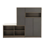 2-in-1 Multi-functional Shoe Rack with Adjustable Shelves,Shoe Storage Bench with Padded Seat