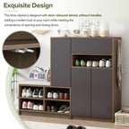 2-in-1 Multi-functional Shoe Rack with Adjustable Shelves,Shoe Storage Bench with Padded Seat