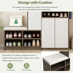 2-in-1 Multi-functional Shoe Rack with Adjustable Shelves,Shoe Storage Bench with Padded Seat
