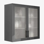 Wall Mounted Cabinet Table-Top Storage Cabinet with Hazy Glass Doors and 2 Adjustable Shelves for Living Room