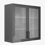 Wall Mounted Cabinet Table-Top Storage Cabinet with Hazy Glass Doors and 2 Adjustable Shelves for Living Room