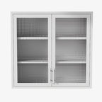 Wall Mounted Cabinet Table-Top Storage Cabinet with Hazy Glass Doors and 2 Adjustable Shelves for Living Room