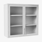 Wall Mounted Cabinet Table-Top Storage Cabinet with Hazy Glass Doors and 2 Adjustable Shelves for Living Room