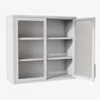 Wall Mounted Cabinet Table-Top Storage Cabinet with Hazy Glass Doors and 2 Adjustable Shelves for Living Room
