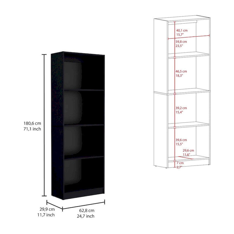Home Bookcase 4-Shelf, Display Unit for Books and Decor