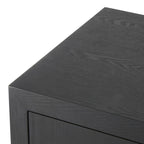 Wooden Geometric Art Deco Inspired Carved Arch 2 Door Room Cabinet with Gold Knobs - Black
