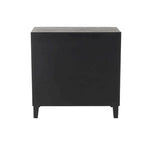 Wooden Geometric Art Deco Inspired Carved Arch 2 Door Room Cabinet with Gold Knobs - Black