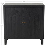 Wooden Geometric Art Deco Inspired Carved Arch 2 Door Room Cabinet with Gold Knobs - Black